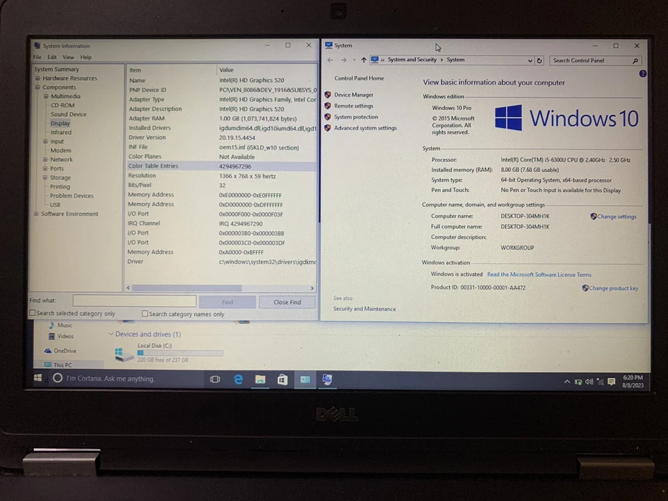 Dell Latitude E7270 i5-6300U 2.4GHz 8GBRAM 256GBSSD 12.5 " Win10Pro - Image 3 of 4