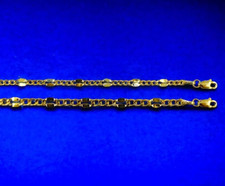 Collar pulsera eslabón de cadena de oro amarillo de 10 quilates de 3 mm-5 mm espejo sólido Figaro 7"-30"