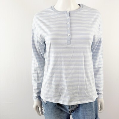 Haven Well Within Blue Striped Long Sleeve T Shirt Preppy Womens XS