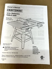 Craftsman 10" Table Saw 315.228310 Operator's User Manual English & Spanish
