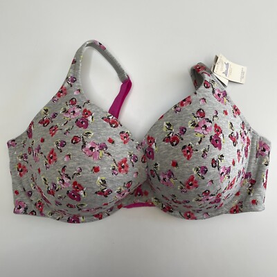 NEW Cacique Cotton Boost Plunge Bra 42DD Push Up Padded Underwire  Adjustable