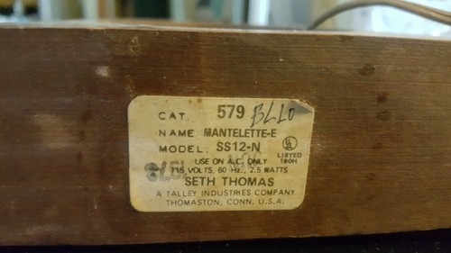 Vtg Working Seth Thomas Lighted Dial AC Mantle Clock Mounted in Wood USA Made - Picture 11 of 12