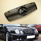 For Mercedes-BENZ W208 C208 CLK-Class 1997-2002 Front Grille ABS Matte Black
