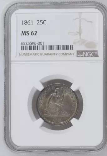 1861 25C NGC MS62