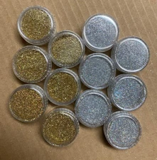 Lot of 12 OPI Gold Shimmer & Silver Shimmer Dust - Nail Art 6 pieces each color