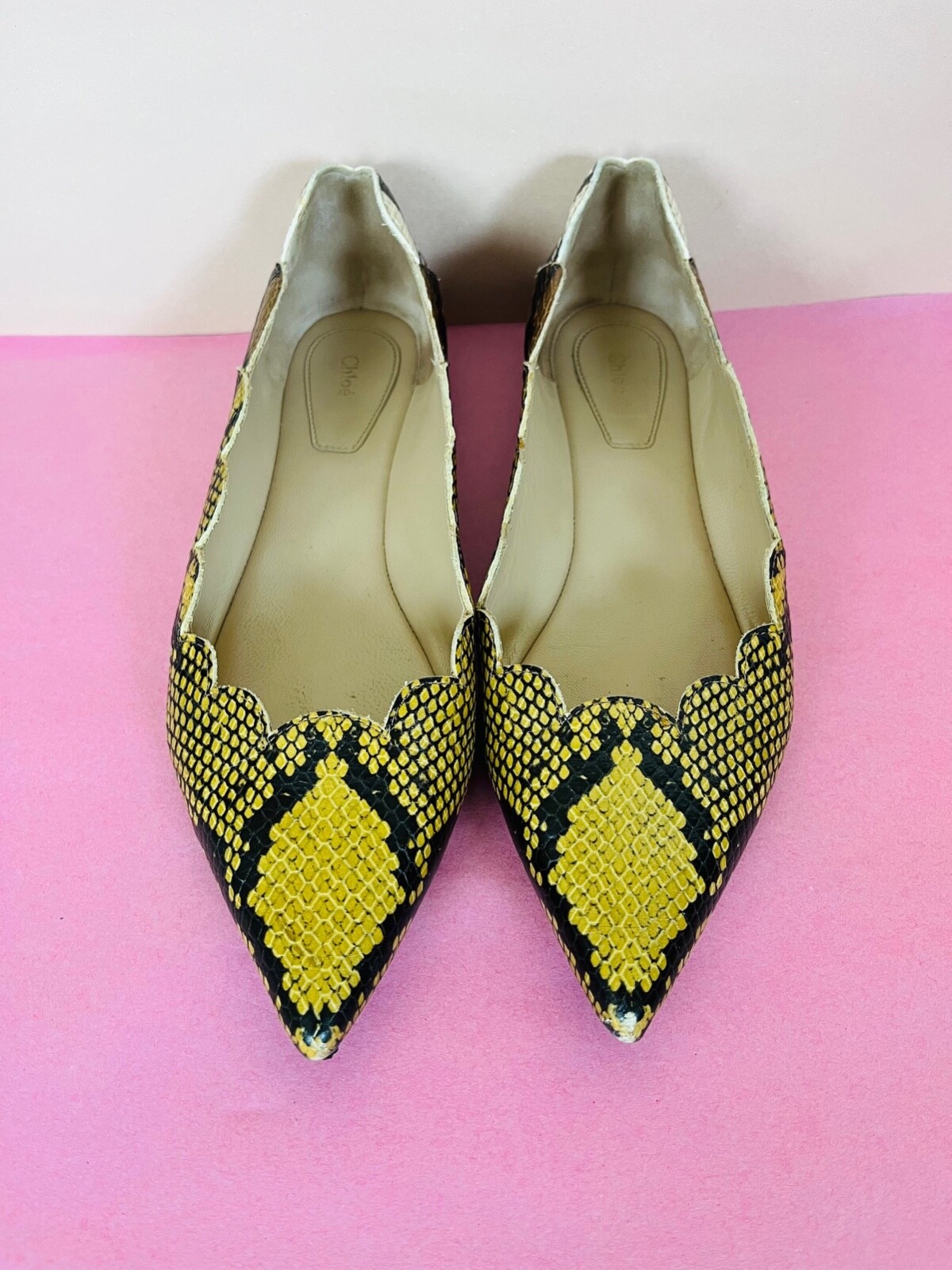 Chloe scalloped ballet flats in python-effect lea… - image 2