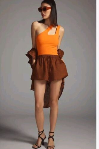 Grey Lab,  Anthropologie One-Shoulder XS Orange Women's Bodysuit NWT #7 - Picture 1 of 14