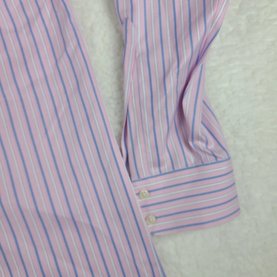 Рубашка мужская Charles Trywhitt Dress 16,5–36 синяя розовая в полоску без железа на пуговицах - Изображение 4 из 4