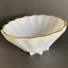 Fluted Milk Glass Bowl w Gold Trim Star Bottom Vintage