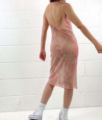 strapless open back dress Jean Paul Gaultier // Pink Gathered Asymmetrical Dress – VSP Consignment main image 1