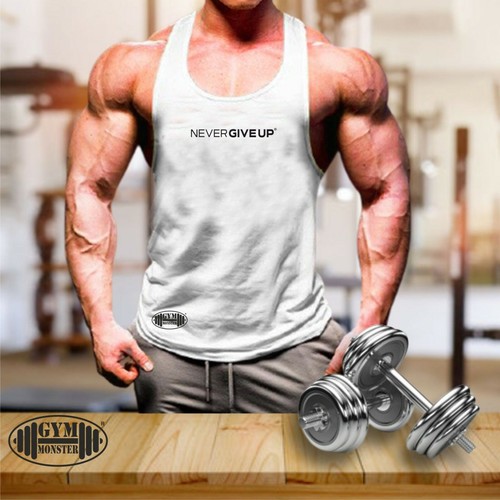 Never Give Up Vest Gym Clothing Bodybuilding Training Workout MMA Men Tank Top - Picture 7 of 10