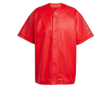 ADIDAS Originals MENS FAUX LEATHER Baseball Jersey Scarlet Red
