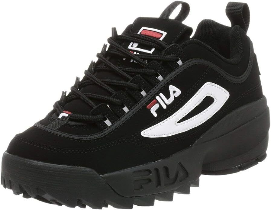 Fila Black Shoes Mens Comfort Casual Classic Sport Soft Lace Strada Disruptor II