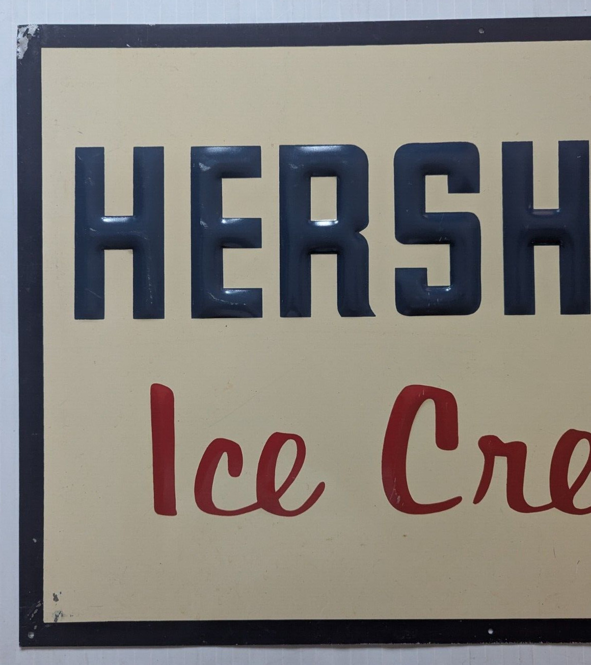 Vintage Hershey's Ice Cream Tin Embossed Sign M-H 4-89