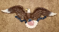 Vintage 1958 Syroco Federal Bald Eagle 3762 Plastic Wall Plaque 45" Wings X 17" 