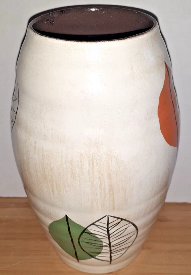VINTAGE POTTERY VASE BRENTLEIGH WARE ORANGE GREEN MID CENTURY CERAMIC 1950’S - Image 2 of 4