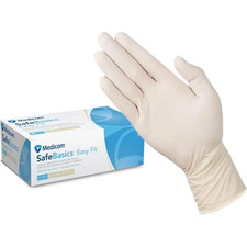 Safebasics Easyfit Disposable Latex Gloves - 100 Count - Medium - White Latex Gl