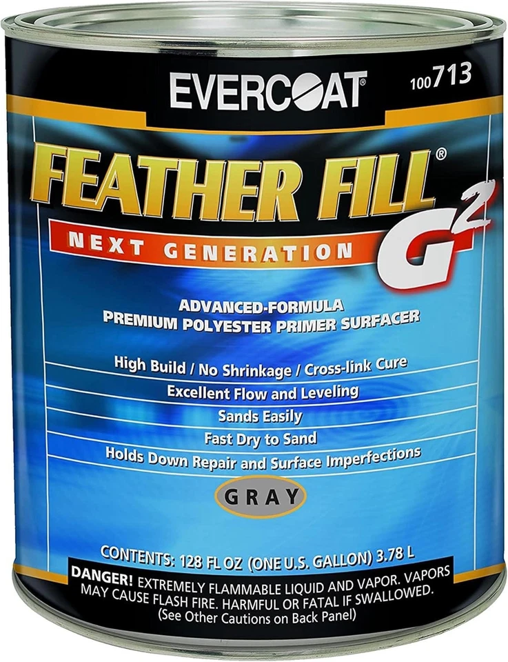 Feather Fill G2 Polyester Primer Surfacer 128oz Gray for Fiberglass Plastics - Image 3 of 4