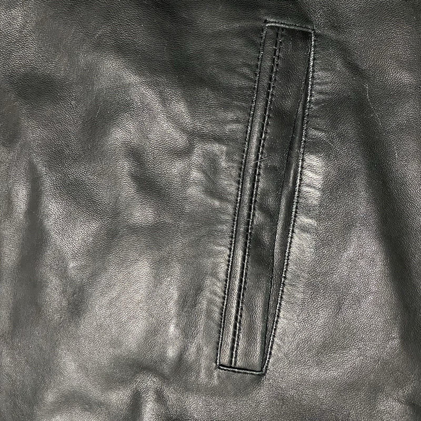 Vintage Perry Ellis Portfolio Lambskin Leather Jacket Men’s XL Black Quilted