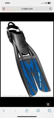 Scubapro Twin Jet Max Fins   XL   Black/Blue   Split, Open-Heel   NEW