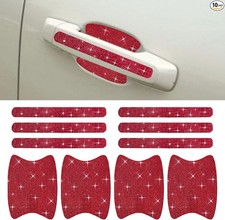 10PCS Crystal Rhinestone Car Door Handle Protectors, Anti-Scratch D Color: Red