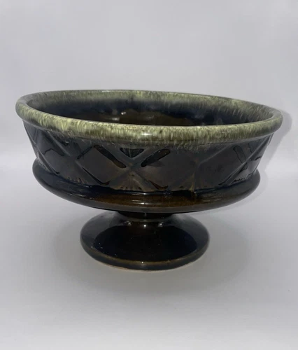 Vintage - Hull USA F25 IMPERIAL RIPE OLIVE Ceramic Diamond Planter 7.5w x 4.5h