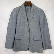 J Crew Ludlow Blazer Mens 34S Slim Fit Blue Unstructured Somelos Linen Cotton