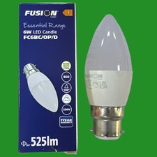 2x 6W (=40W) Fusion Dimmable LED Opal Candle Light Bulbs BC B22 Bayonet 2700K