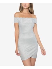 B DARLIN Womens Short Dress Silver Asymmetrical Hem Juniors 12
