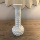 Vtg E. O. Brody Hobnail Pattern, White Milk Glass, Bud Vase
