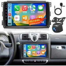 4+64G Android 15 Autoradio GPS Navi CarPlay Für Smart Fortwo 451 2005-2010+Kam
