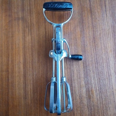 Vintage FLINT Ecko Best Manual Mixer Egg Beater Hand Crank SS Blades USA Kitchen