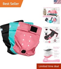Washable Period Diapers for Small Female Dogs - Cheerful Design, 3 Count