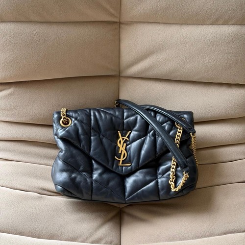Saint Laurent YSL Small Lou Puffer Bag Black Quilted Leather Gold Hardware
