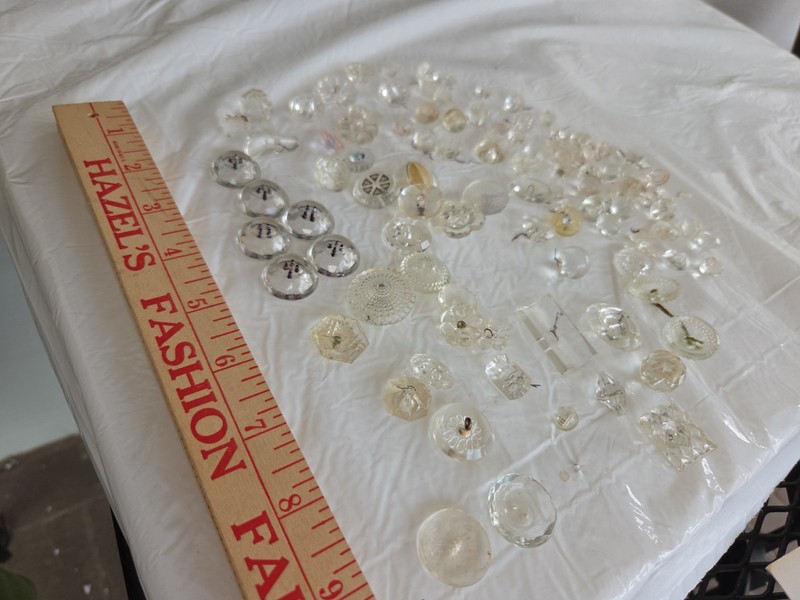 99 Vintage Clear Glass Sewing Buttons Variety Sizes 1 Pink Gold