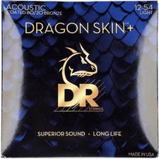 DR Strings Dragon Skin+ 80/20 Bronze Coated Acoustic Guitar Strings - Light