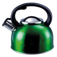 Whistling Kettle Stainless Steel Green 2.5L Liberty For Camping Caravan