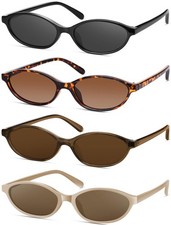 Retro Oval Cat Eye Sunglasses for Women Y2k Designer Trendy Narrow Shades UV ...