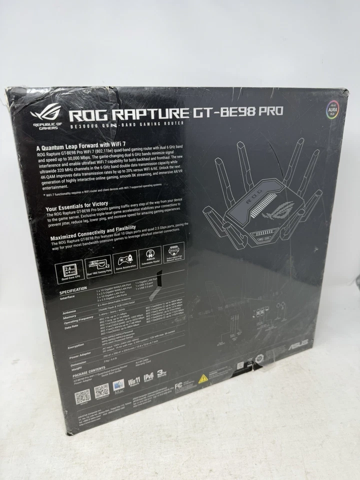 ASUS ROG Rapture GT-BE98 Pro BE30000 Quad-Band WiFi 7 Gaming Router - Image 2 of 4
