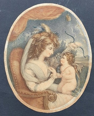 Francesco Bartolozzi Antique Print After Angelica Kauffmann Cupid Love Woman