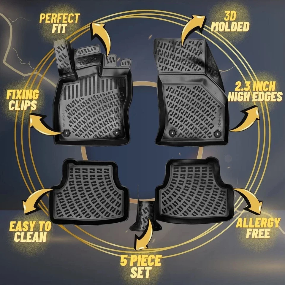 Car Floor Mats Liners For Volvo XC70 2007-2016 All Season Heavy Duty Auto Rugs - Image 3 of 4