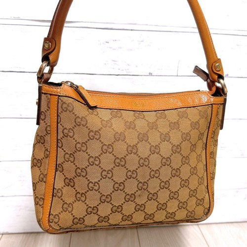 Authentic GUCCI Beige G Logo Canvas Handbag 20cm x 24cm x 8cm Slight Wear