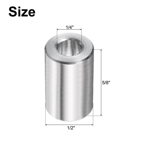 5 Pcs Stainless Steel Spacer 1/4" Bore x 1/2" OD x 5/8" Length - Afbeelding 2 van 6