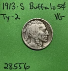 1913-S T2 Buffalo 🦬 Indian Head Nickel 5c Vg Very Good Key Date Type 2