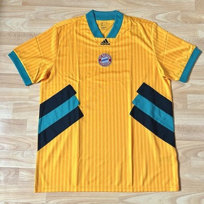 Bayern München Adidas Retro Icon Fußballtrikot - Herren Large Gold Gelb Neu mit Etikett