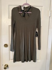 Express Women’s Small Long Sleeve Olive Green Short Dress NWT