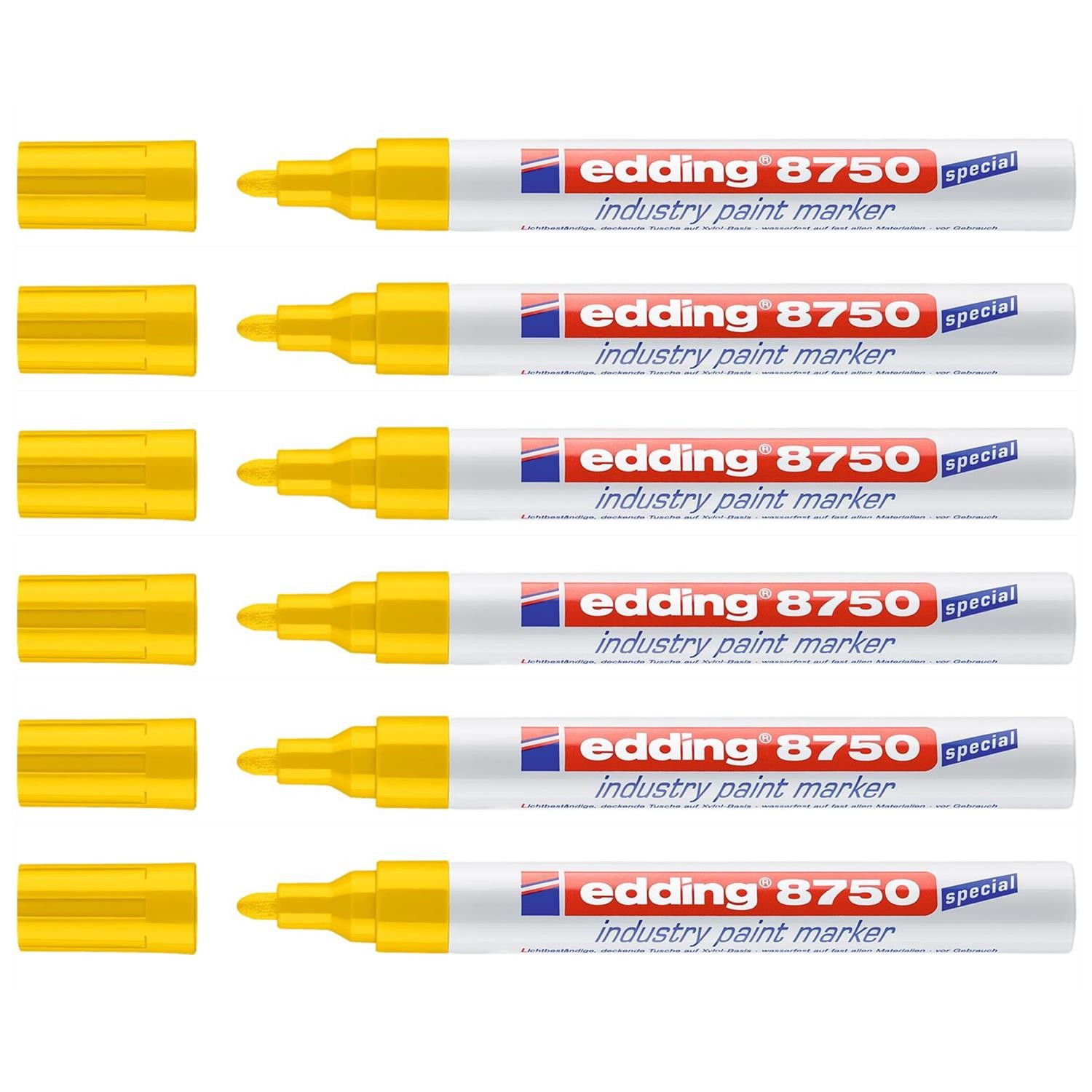 Marqueur edding 8750 jaune lot de 6 pour marquer le métal huileux