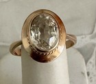 Vintage 14K Gold Ring Oval Topaz Stone Size 8.5 4.5g Bezel Set — photo 1