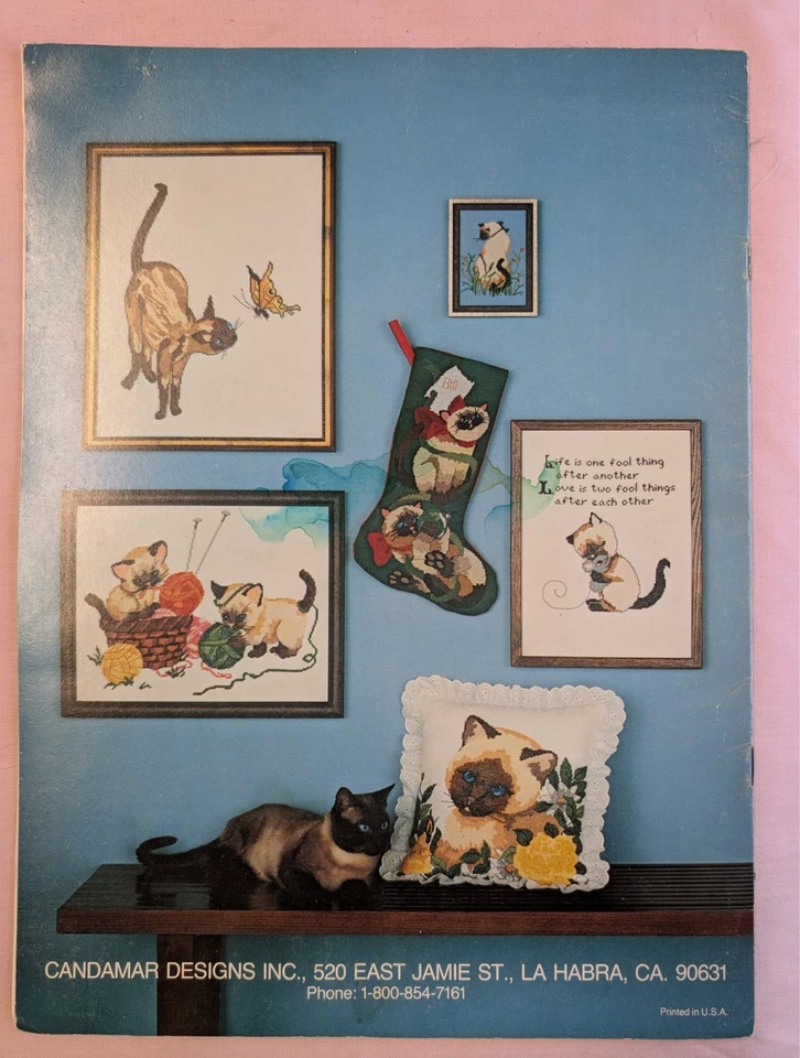 1981 Candamar Siamese Cat Collection Cross Stitch Pattern Book Vintage 90001 - Image 2 of 4