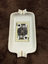 King Of Spades Porcelain Ashtray/Poker/Playing Cards/Trinket Tray /Japan VTG